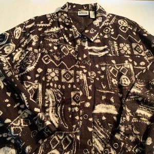 Chico's Brown Linen Tencel Snap Front Jacket - XL